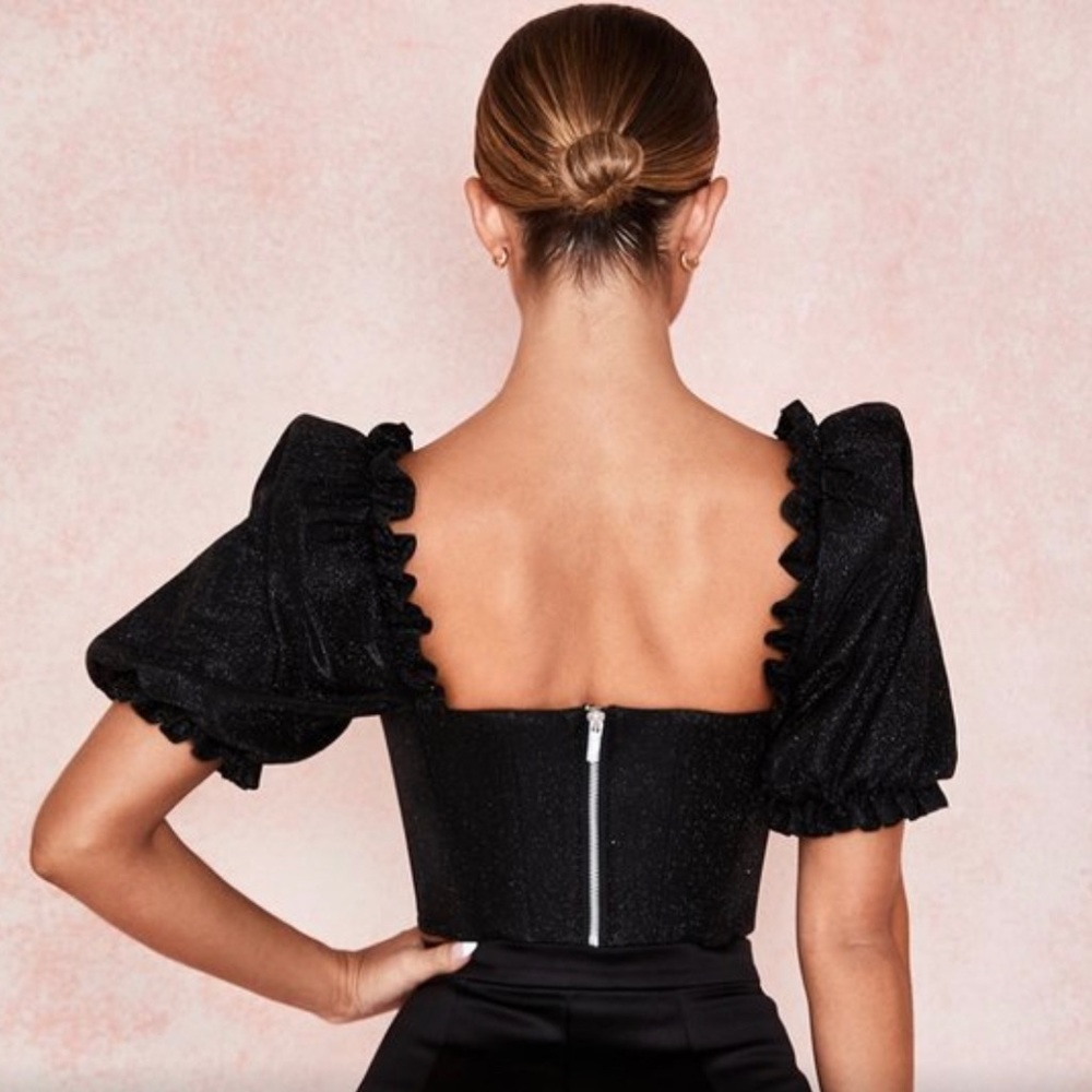 House of CB AMARE BLACK PUFF SLEEVE CORSET - Picture 2 of 5